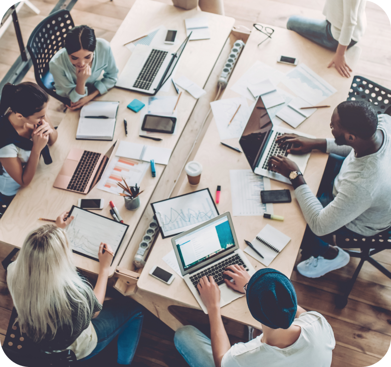 Team meeting in workspace