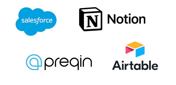 Salesforce Notion Preqin Airtable logos
