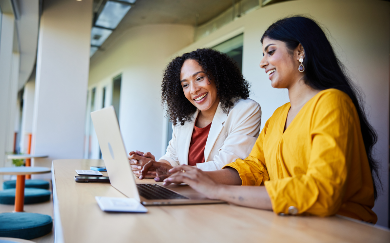 women working at computer
