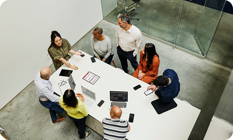Team around conference table