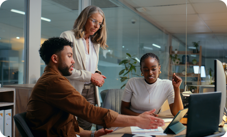 Diverse team collaborating in the office