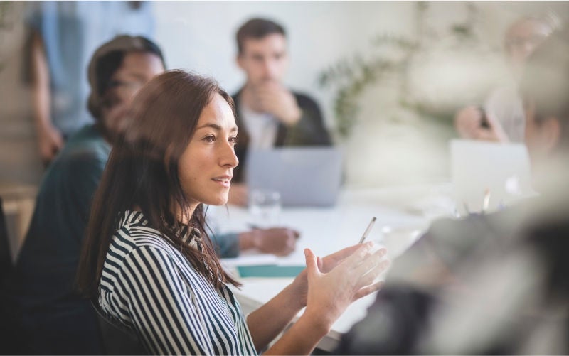 Person talking in meeting