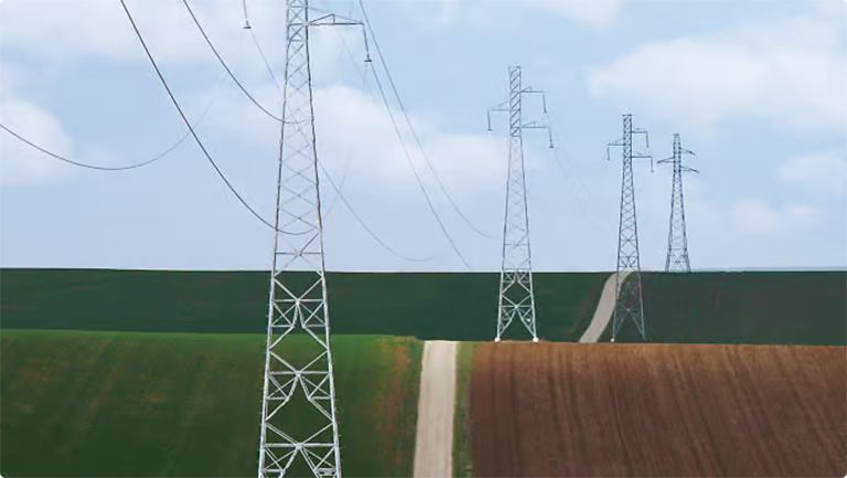 Power lines in field
